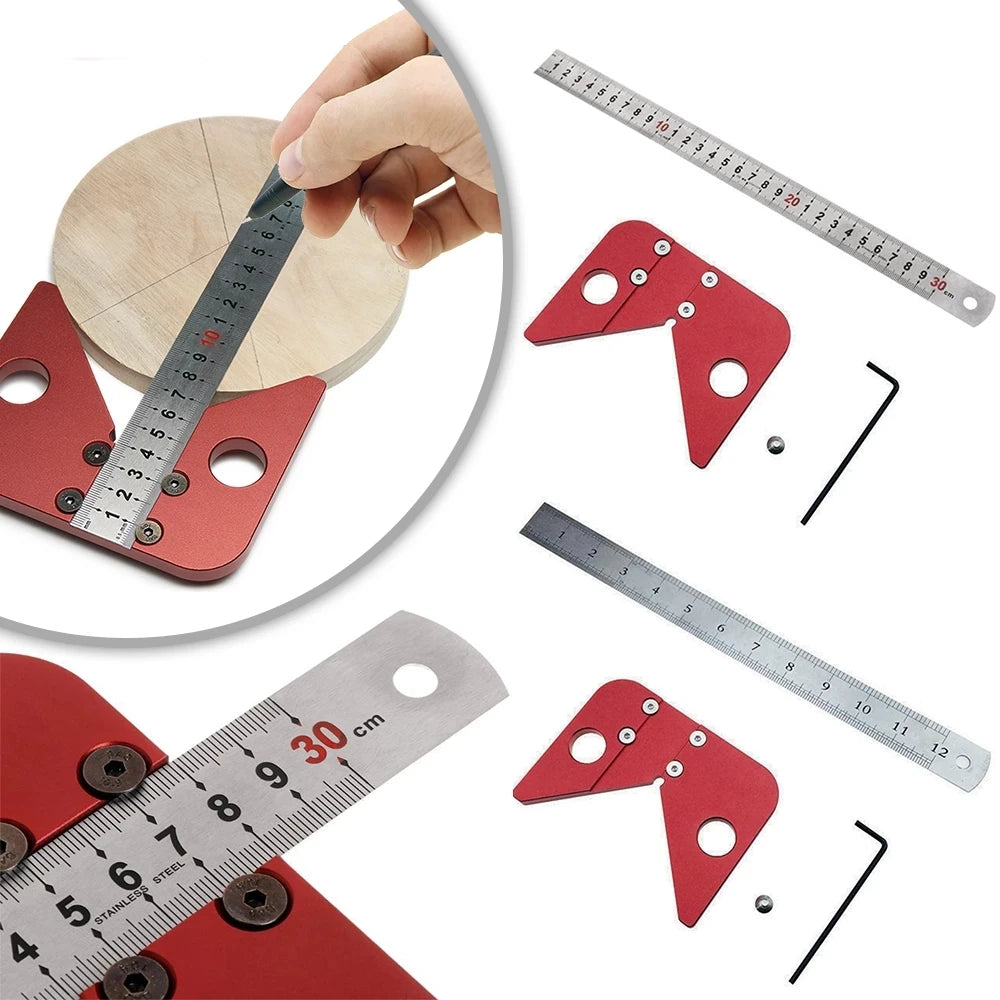 45 Degrees Center Scribe Square Center line Measuring Tool Aluminum Alloy Center Finder Line Gauge with Replaceable Ruler