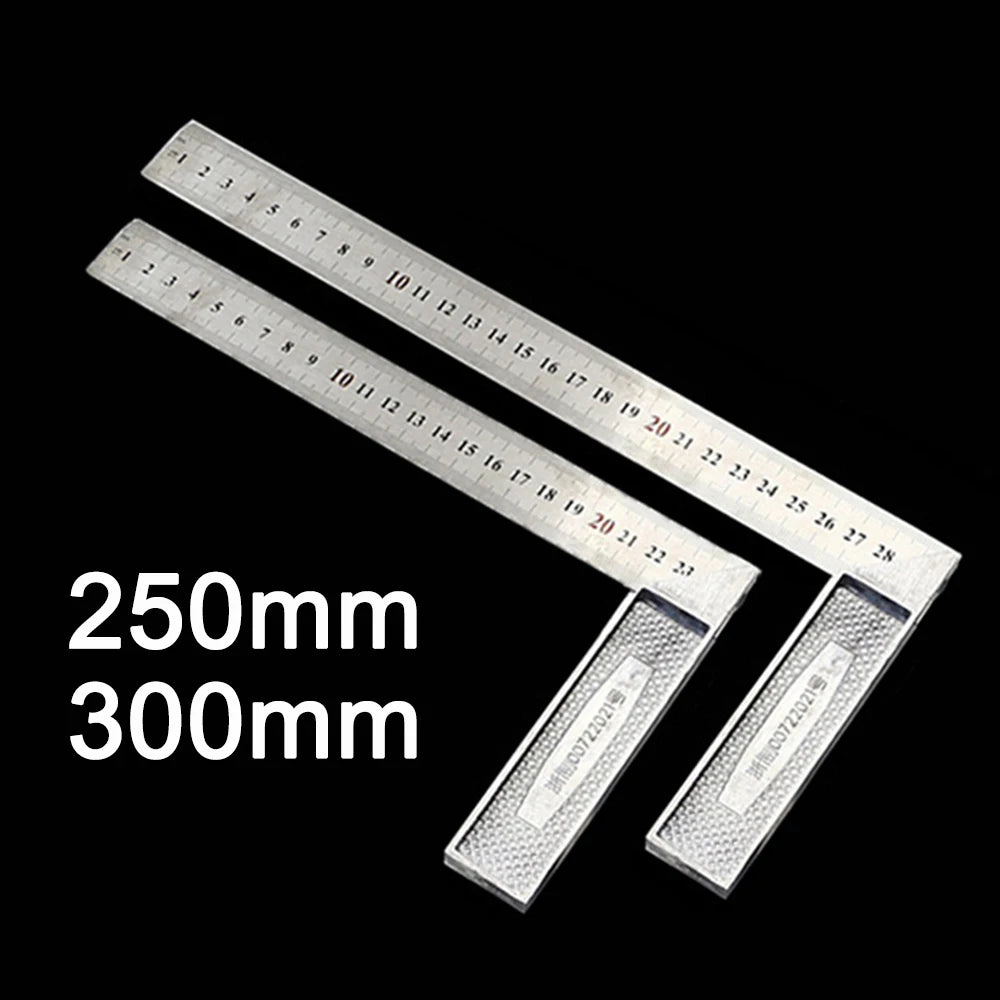 200/250/300mm Aluminum Square Ruler Right Angle 90 Degree Turning Rule Woodworking Measuring Tool Angle Square Carpenter Ruler