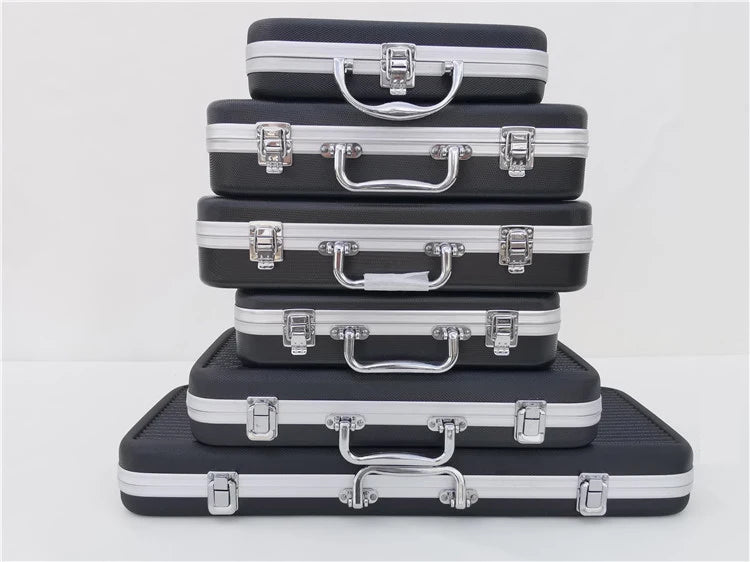 Portable Toolbox Plastic Aluminum Alloy Suitcase Impact Resistant Storage Box Safety Instrument Case with Sponge Lining