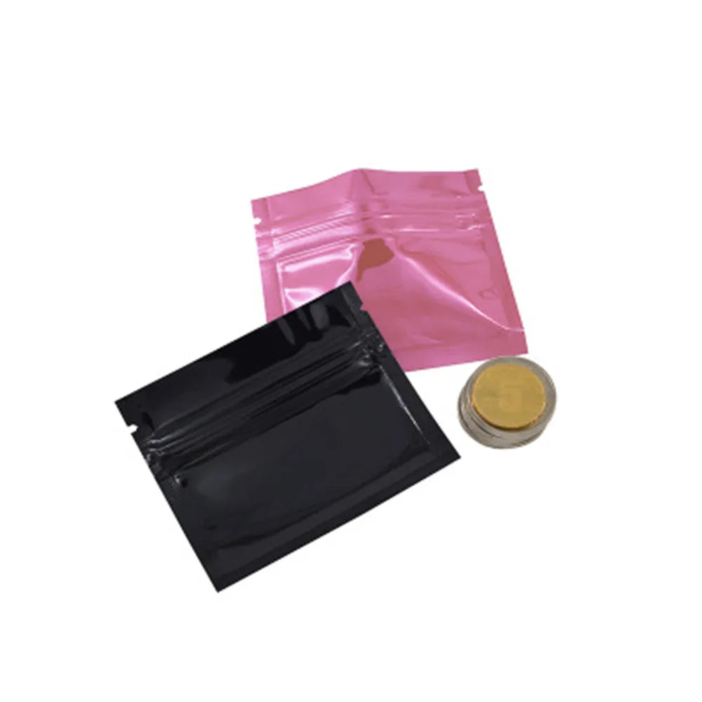 100Pcs Colorful Glossy Aluminum Foil Zip Lock Bag Tear Notch Self Grip Seal Food Ground Coffee Storage Packaging Pouches