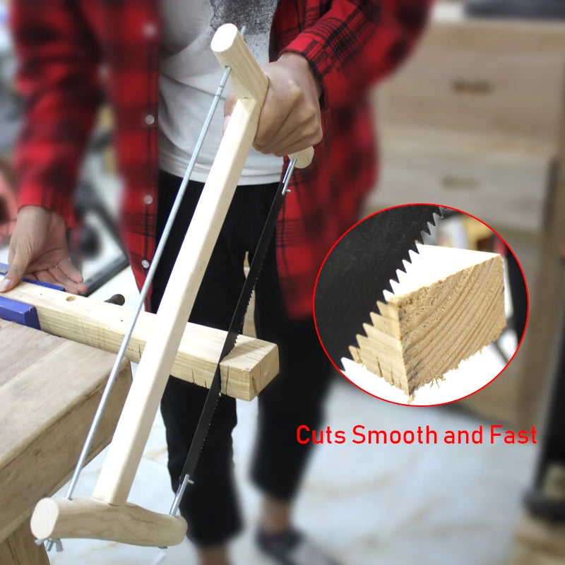12" Frame Saw Blade with 3pcs Replacement Blades 24T Woodworking Hand Saws Carpenter Wood Cutting Tool