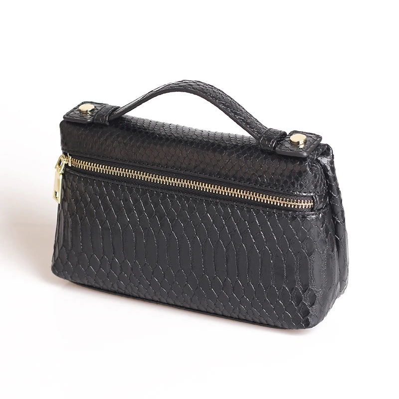 TOPHIIGH Newly Handbag Fashion Portable Make Up Bag For Women Clutch Snake Red Coffee Ladies Hand Bag Purse Ins Hot Selling