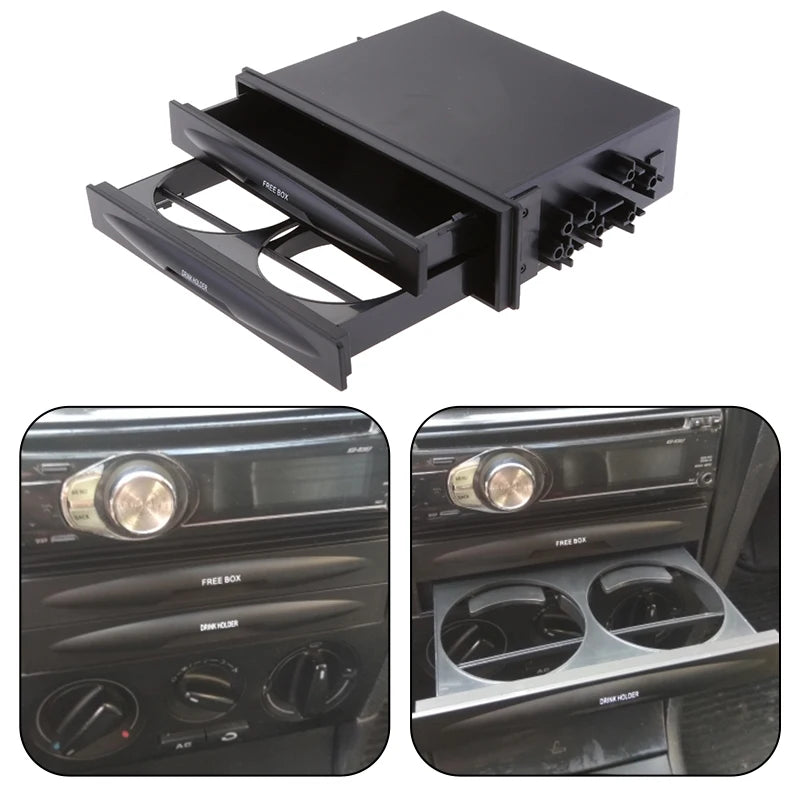 Universal Drink Cup Holder + Storage Box Bottle Stand Double & Single Din CX-28 Radio for Pocket Car Folding Cup Drink Holder