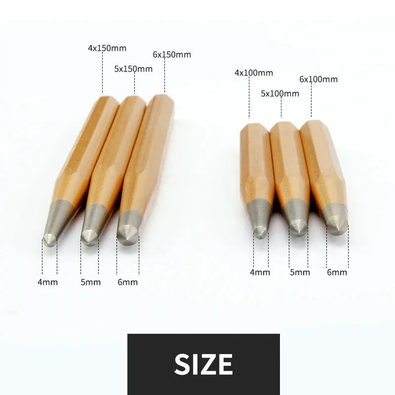 1Pcs Crv High Hardness Center Pin Punch Metal Stainless Steel Wood Indentation Mark Woodworking Tool Bit 4 5 6mm