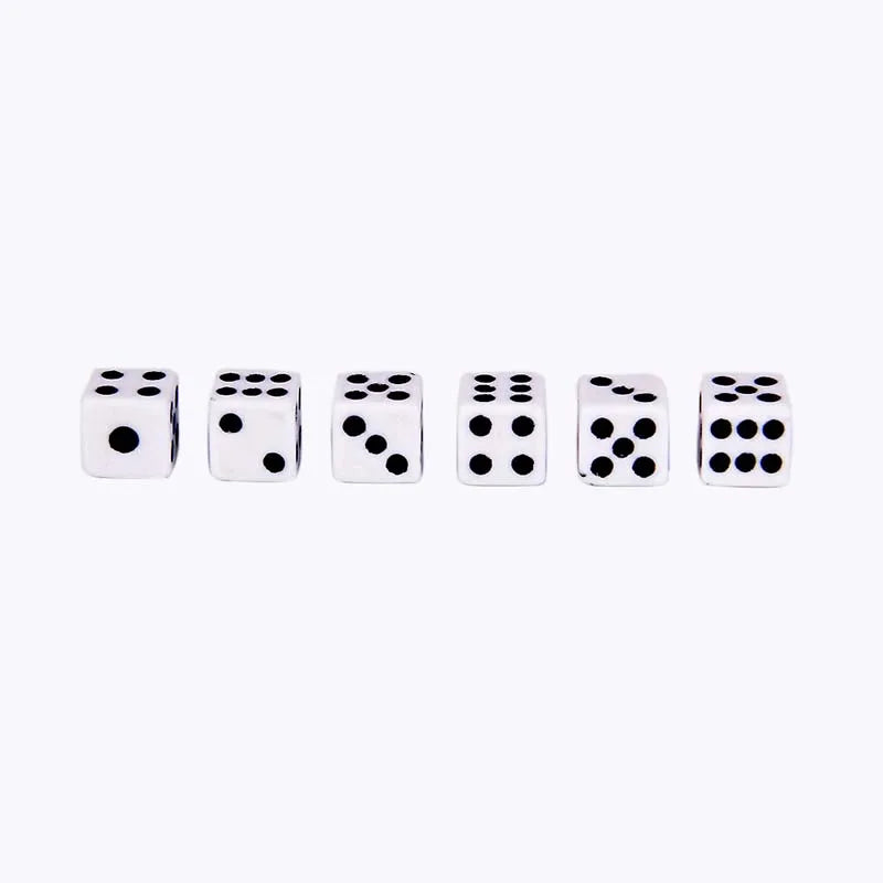 50 Pieces Dices 8mm Birthday Parties Board Game Wholesale Plastic White Gaming Dice Standard Six Sided Decider