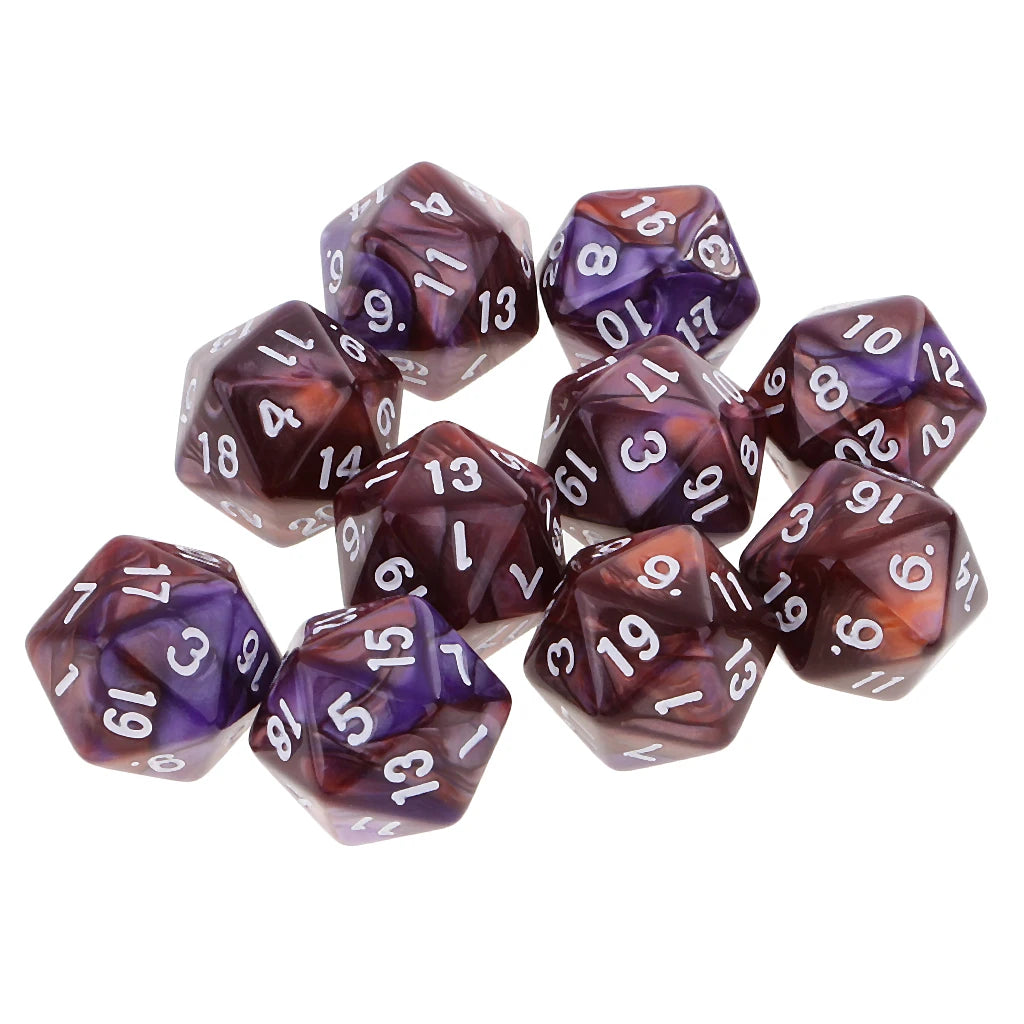 10pcs Polyhedral 20 Sided Dice D20 Dices RPG Dice Board Game Props Tabletop Gaming Supplies - Double Colors