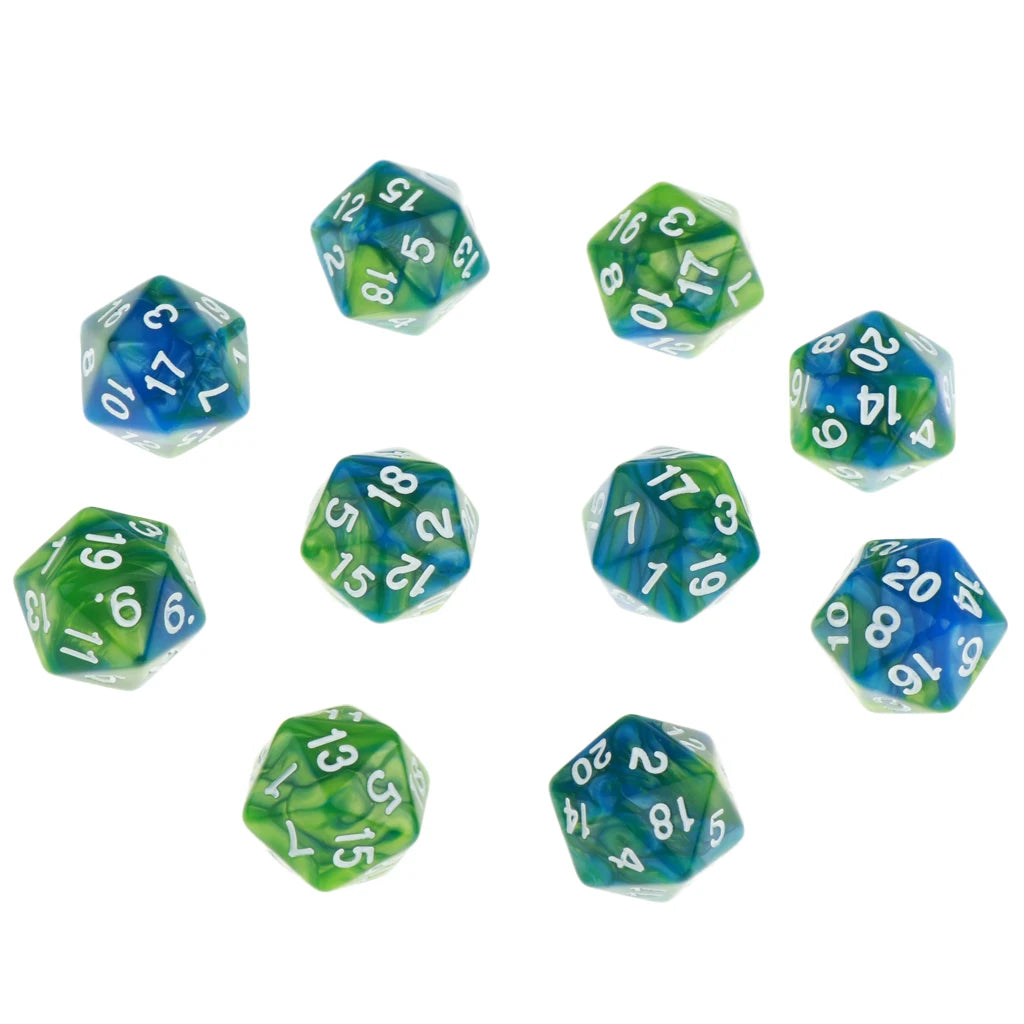 10pcs Polyhedral 20 Sided Dice D20 Dices RPG Dice Board Game Props Tabletop Gaming Supplies - Double Colors