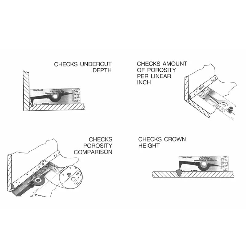 V-WAC Welding Gauge Gage Weld Biting Edge Undercut Inspection Gage Metric mm Reading