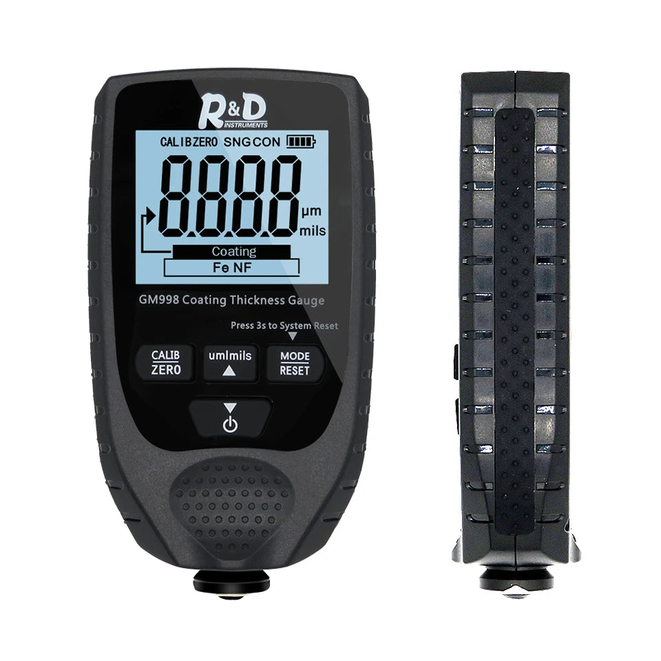 Full Black GM998 Car Paint Coating Thickness Gauge Electroplate Metal Coating Thickness Tester Meter 0-1500um Fe & NFe Probe