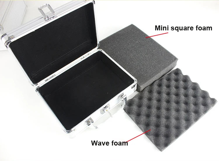 Toolbox Aluminum Alloy Suitcase Instrument Box Equipment File Box Cosmetic Case Tool Box with Sponge