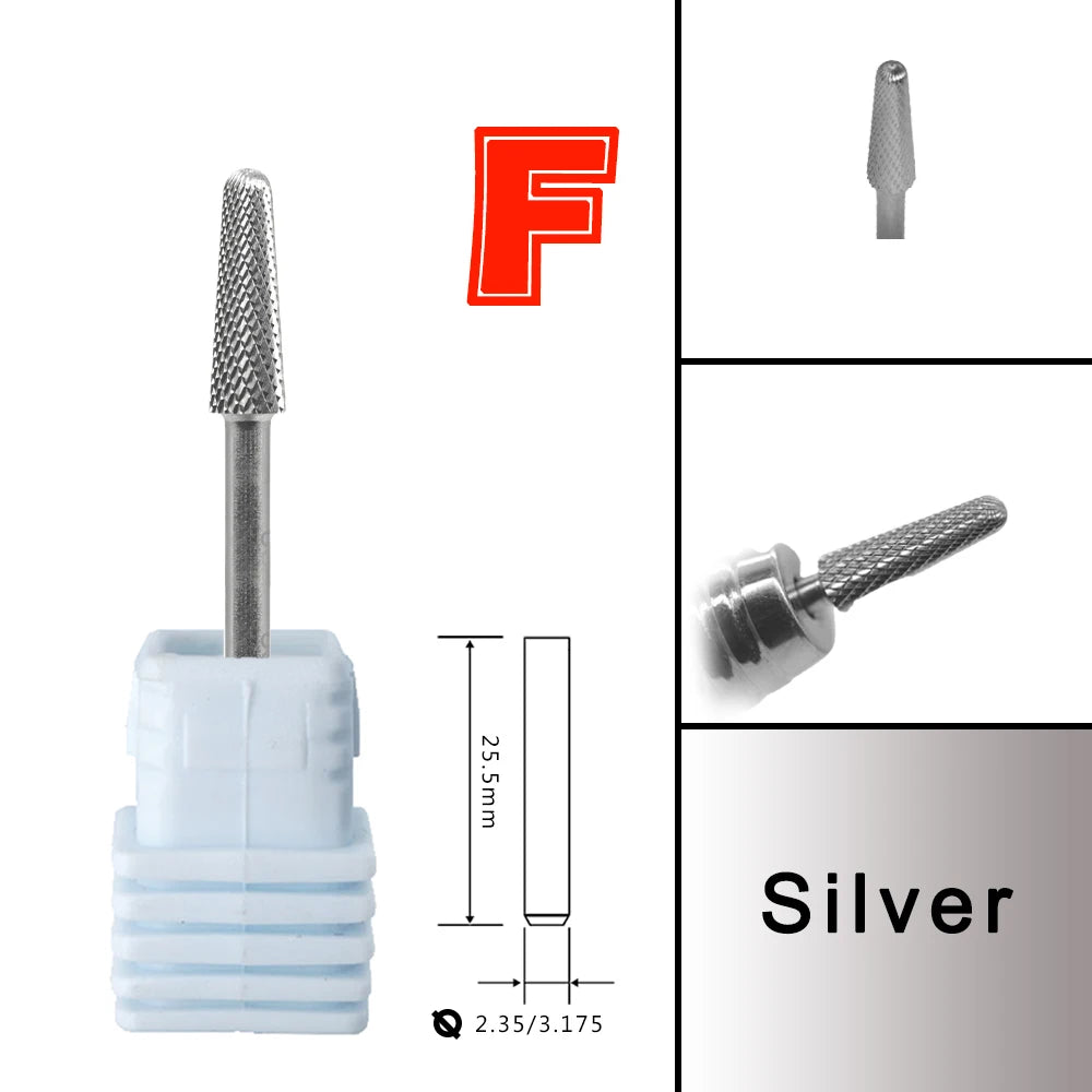 RolinStar 4.0mm Cone Gold Silver Cuticle  steel Carbide Clean Safety nail drill bit file gel polish remover