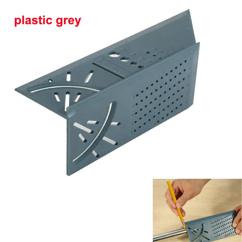 Aluminum Alloy 3D Mitre Angle Measuring Ruler 45 90 Degree Square Woodworking Angle Ruler Multifunctional Marking Gauge Tool