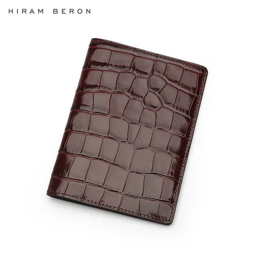 Hiram Beron Personalized Passport Cover Luxury Anti RFID Leather Embossed Crocodile Pattern Luxury Wallet Dropship