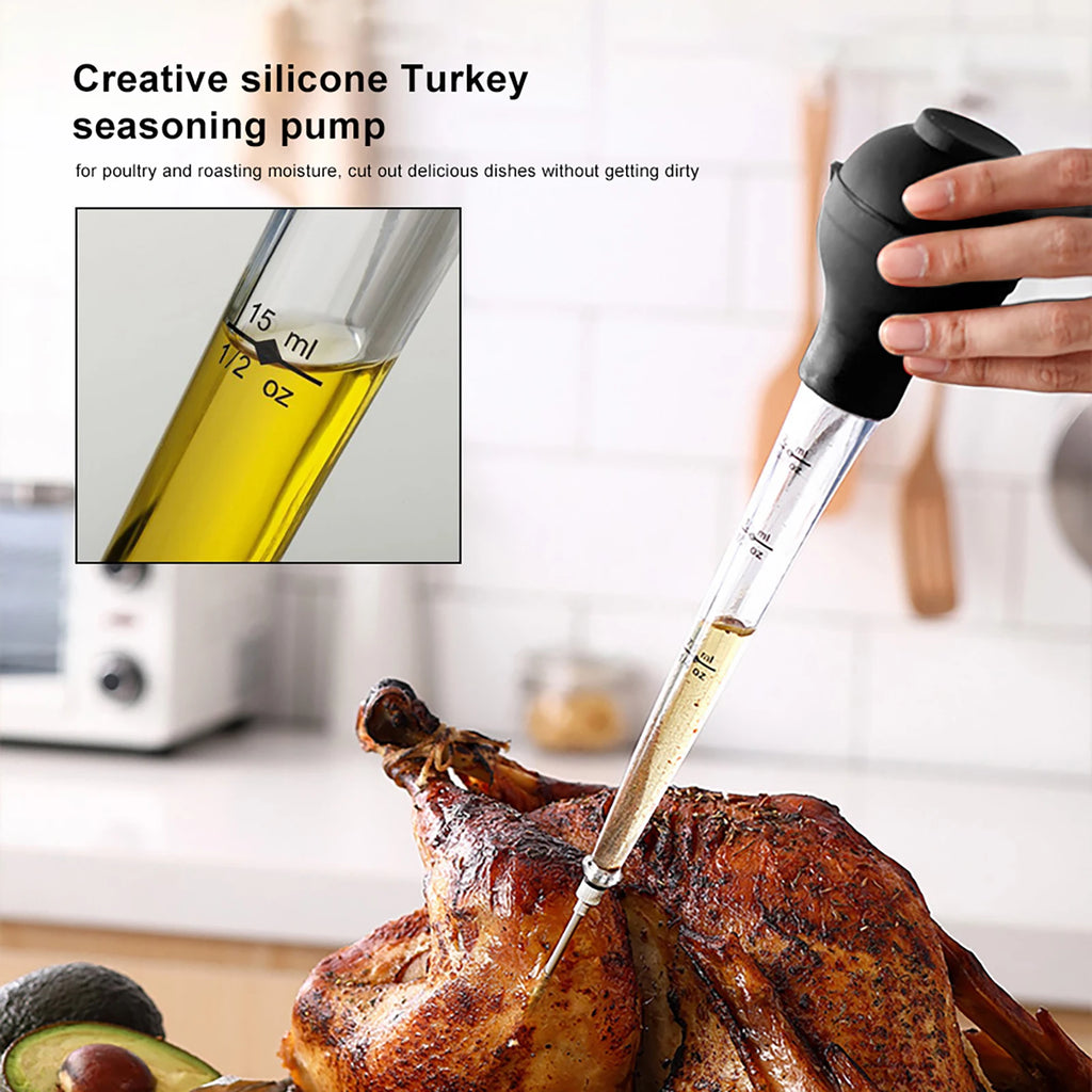 Turkey Baster Oil Dropper Syringe Set for Cooking Meat Marinade Injector for Bacon, Brine, Beef, Roasting Juices for Poultry