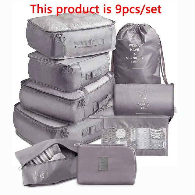 6/8/9pcs/Set Travel Organizer Storage Bags Suitcase Packing Set Storage Cases Luggage Organizer Clothes Bra Shoe Tidy Pouch Bag