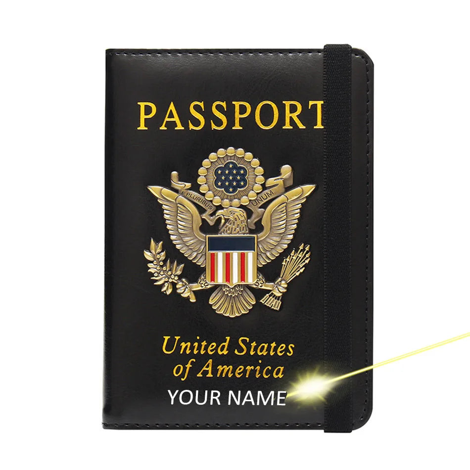 VM FASHION KISS USA RFID Passport Covers Holder Women Men Lettering Business ID Bank Card Storage Purse Case Travel Accessories