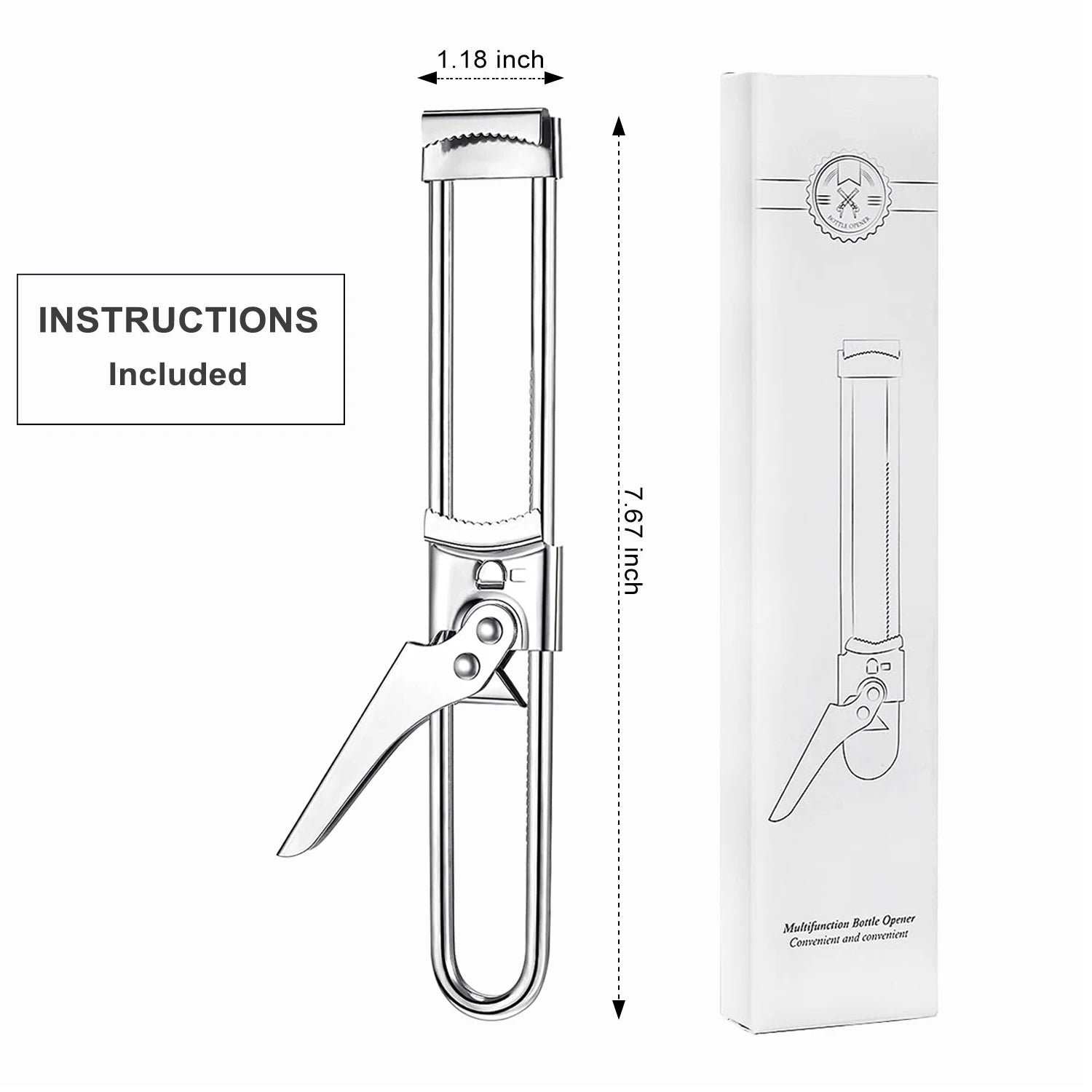 Adjustable Multi-Function Jar Opener Stainless Steel Professional Manual Jar Bottle Opener Glass Lid Remover Kitchen Accessories
