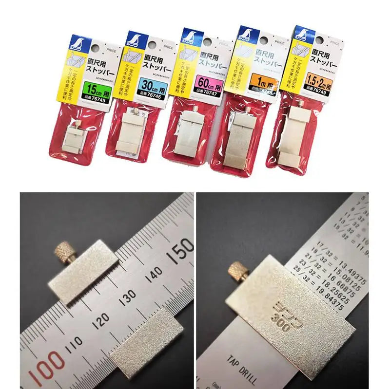 SHINWA Ruler Slider Stoppers Brass Stationery for Marking Positioning and Depth Measurement 1PCS