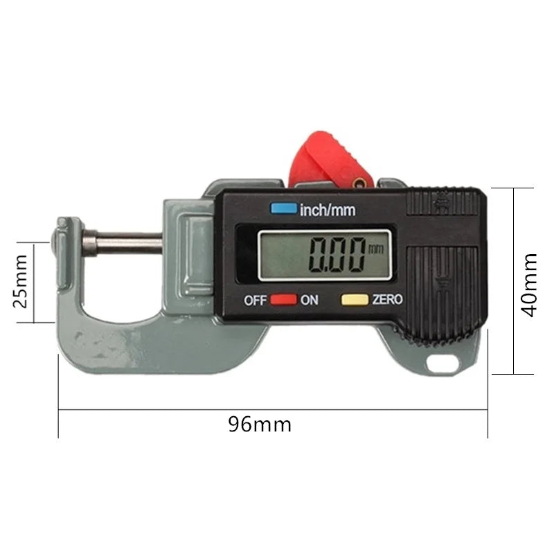 Digital LCD Thickness Gauge Micrometer 0-12.7mm X 25mm X 0.01mm Horizontal Measurement Tool for Paper Rubber Fabric Width
