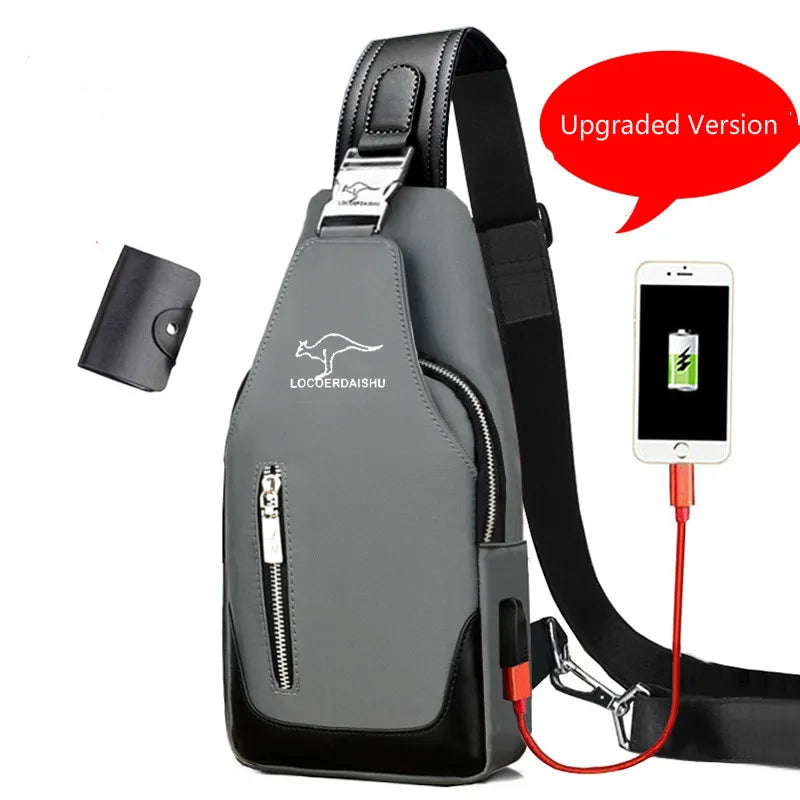 Men's Messenger Bag Shoulder Oxford Cloth Chest Bags Crossbody Casual Messenger Bags Man USB Charging Multifunction Handbag