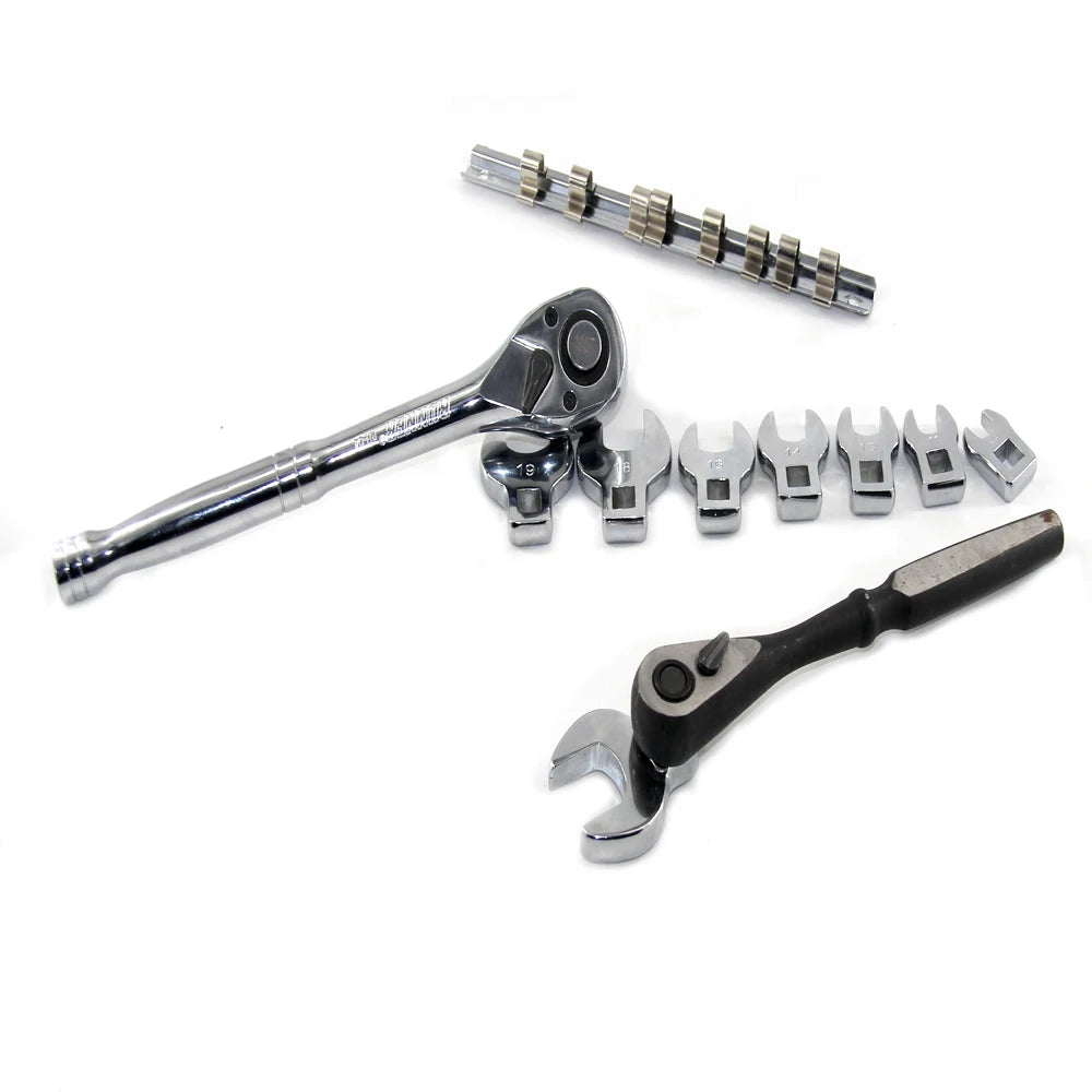 8Pcs 3/8 Inch Drive Crowfoot Wrench Set 10 to 22mm Metric/SAE Imperial Chrome Plated