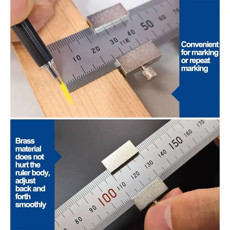 SHINWA Ruler Slider Stoppers Brass Stationery for Marking Positioning and Depth Measurement 1PCS