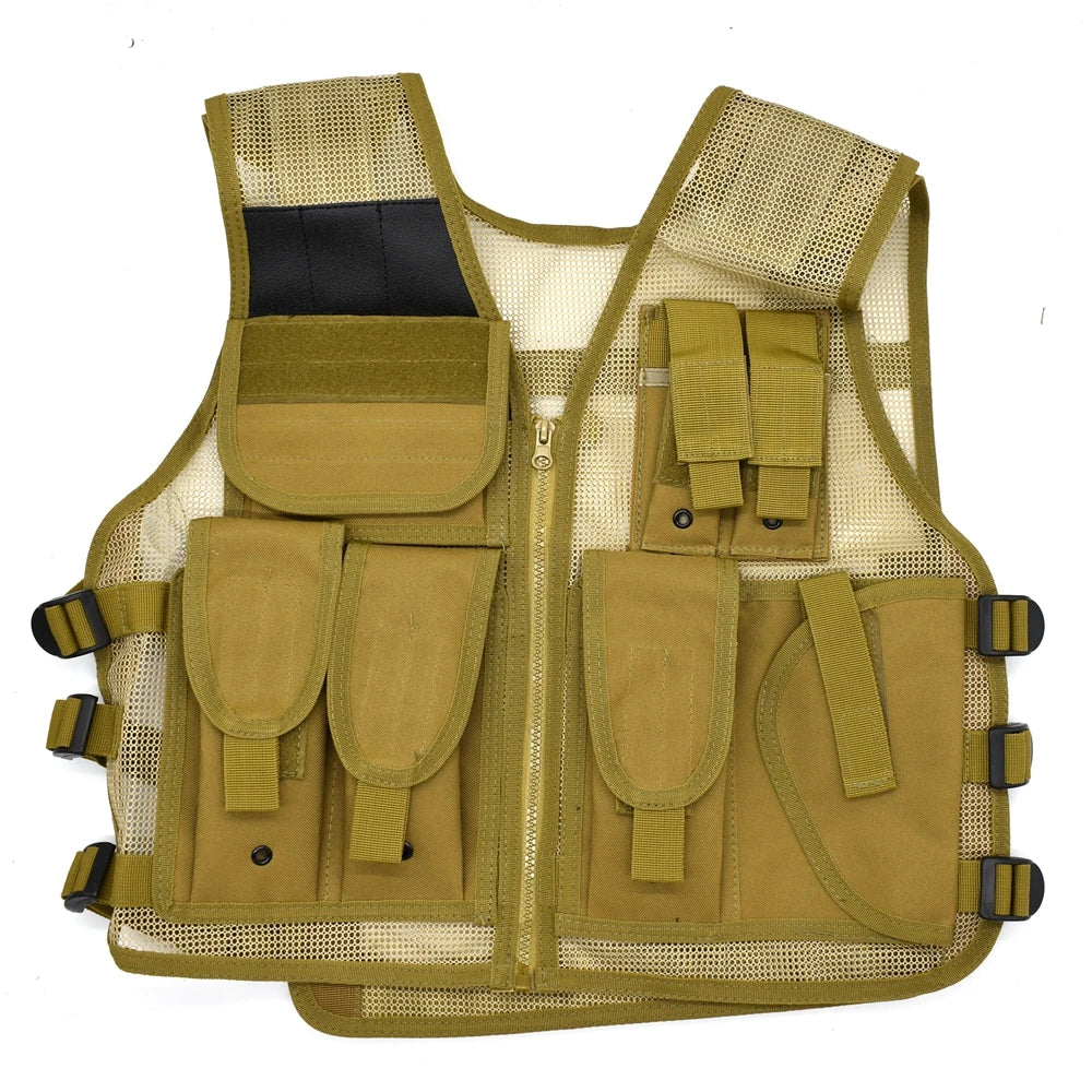 Tactical Mesh Vest for Men and Women, Hunting Molle Vest, Fishing Quick Dry Jacket, with Multi-Pocket, Adjustable Size