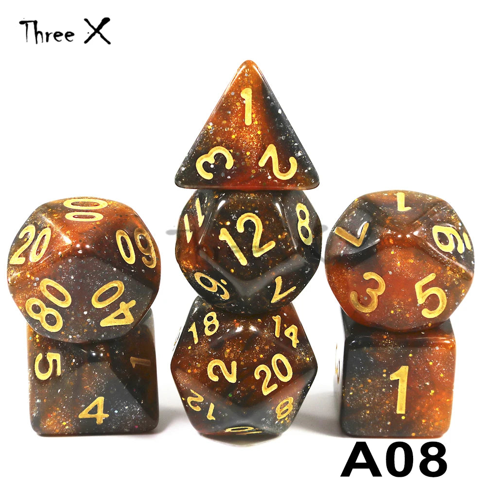 High Quality 15 color Creative Universe Galaxy Dice Set of D4-D20 Glitter Powder Amazing Effect for DNDGame Tabletop TRPG Games