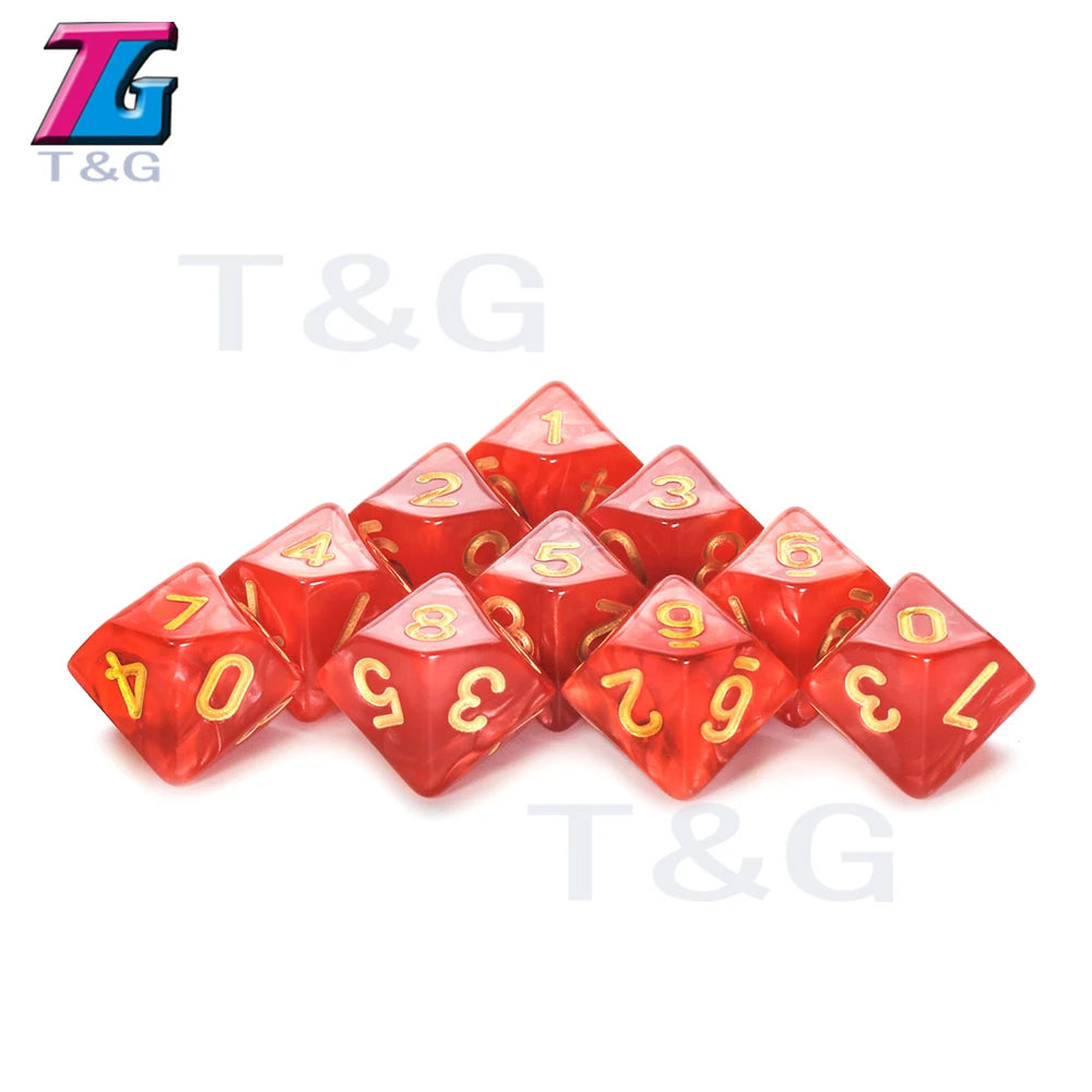 D10 Polyhedral Side Dice DND Games for Marble Transparent 10Pcs/Set for Funny Party Board Game