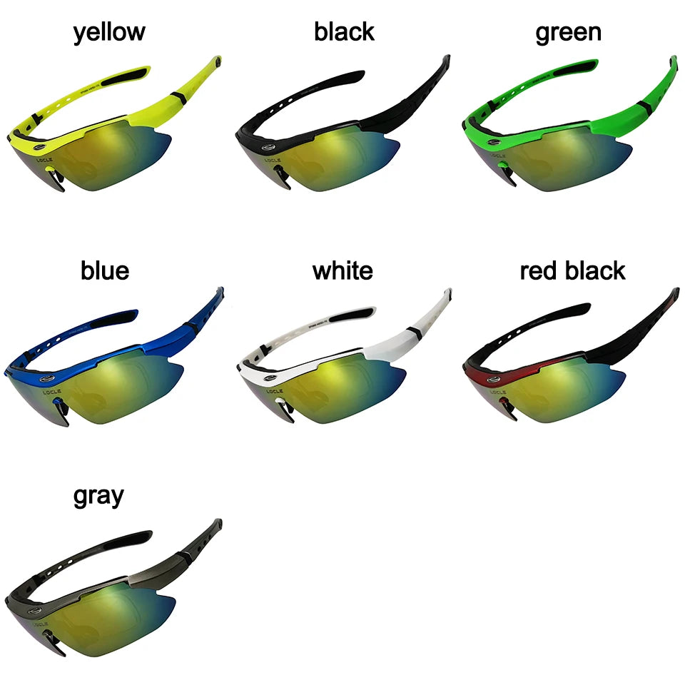 LOCLE Hiking Glasses UV400 Polarized Sunglasses Men Tactical Shooting Goggles Fishing Climbing Sport Glasses Cycling Goggles