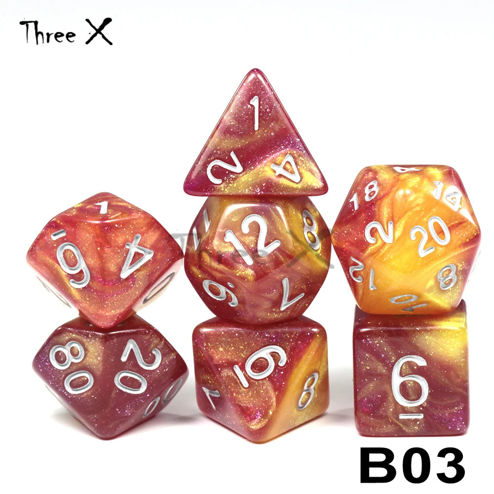 High Quality 15 color Creative Universe Galaxy Dice Set of D4-D20 Glitter Powder Amazing Effect for DNDGame Tabletop TRPG Games