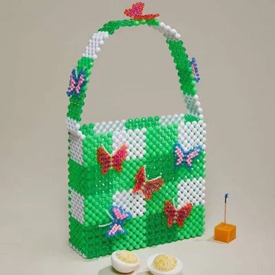 Luxury Pure Hand-woven Beaded Bucket Bag 2019 New Fashion Pearl Beaded Woven Shoulder Messenger Bag Handbags Women Family