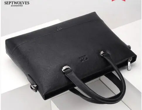 China Brand Septwolves Youth Men quality Handbag Geniune Leather Briefcase Man Business Casual Clutch Bag Soft Leather valise
