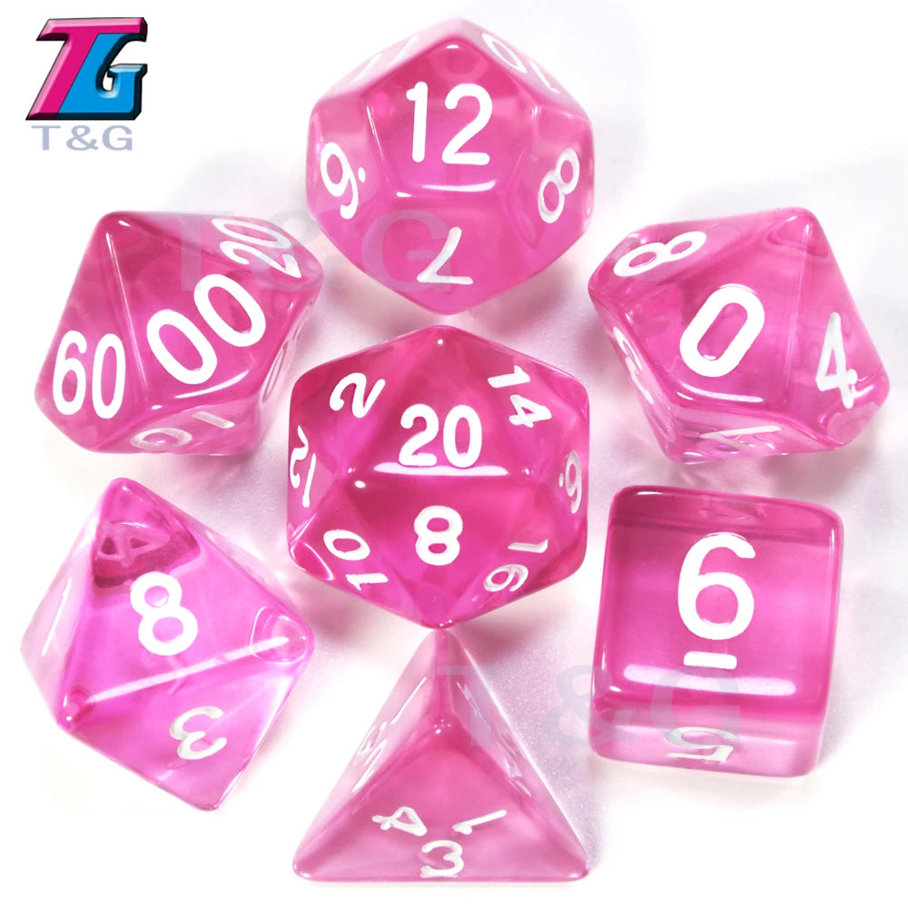 Wholesales 7pc/lot Dice Set Polyhedral D4,D6,D8,D10,D10%,D12,D20 Colorful Accessories for Board Game,DNDGame, RPG 25 Colors