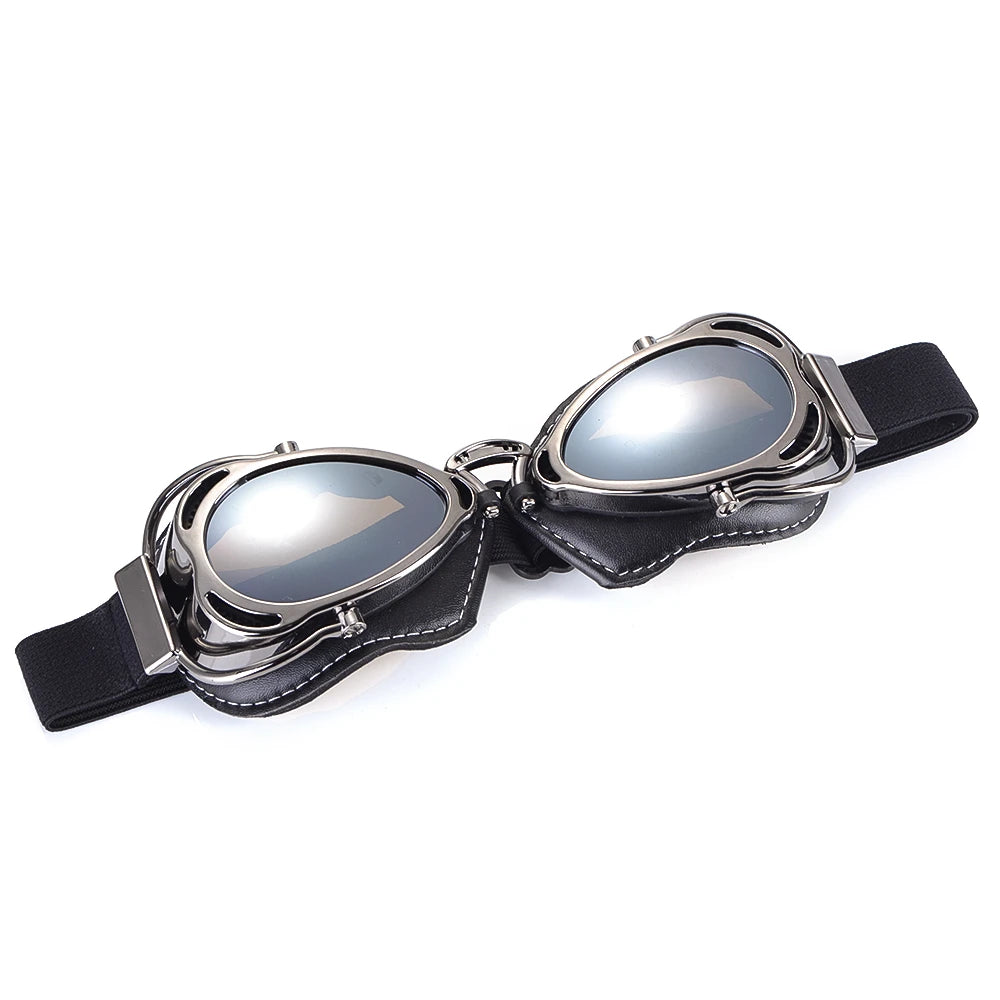 BJMOTO Motorcycle Helmet Steampunk Glasses Flying Goggles Vintage Pilot Biker Eyewear Goggle