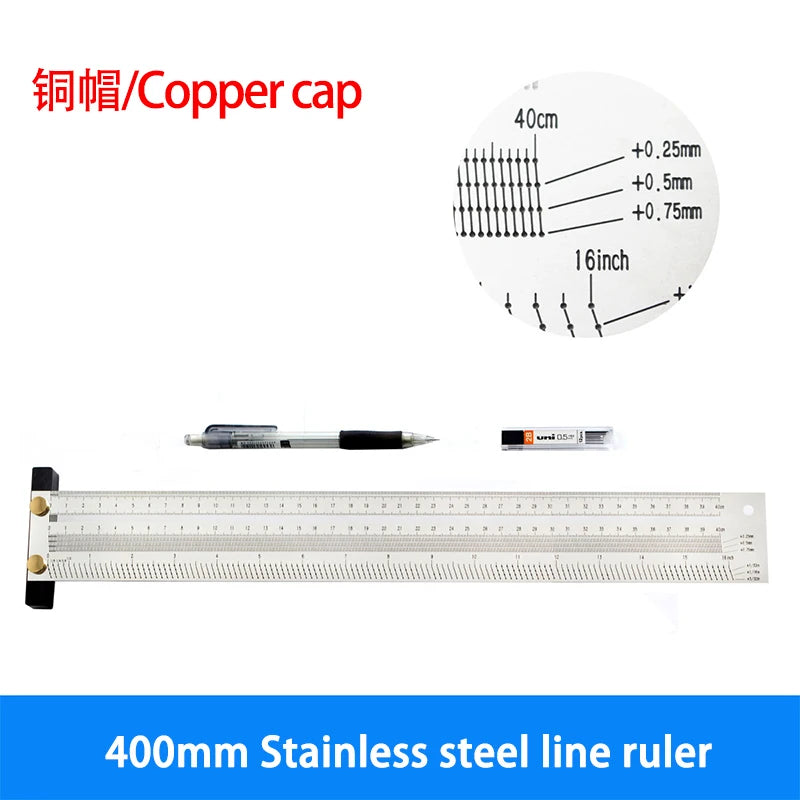 High-Precision Scale Ruler T-Type Hole Ruler Stainless Woodworking 100mm 200mm Scribing Mark Line Gauge Carpenter Measuring Tool