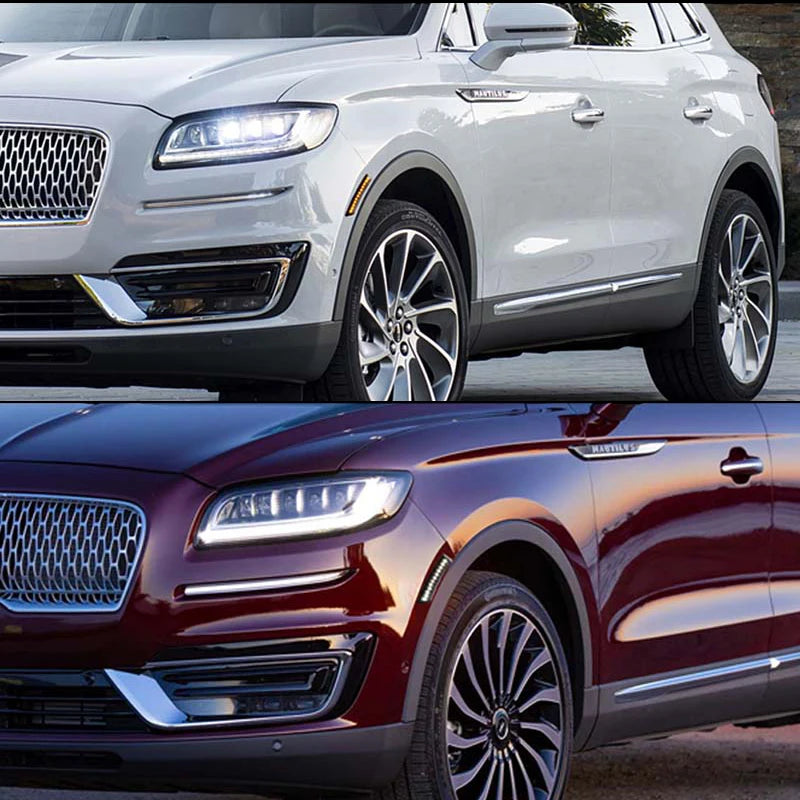 Dynamic Amber LED Front Side Marker Turn Signal Lights & White DRL/Driving Lights For Lincoln MKX 2016-2018 & Nautilus 2019-2022