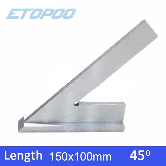 DNI875/2 100*70mm 120*80mm 200mm 45 Degree Square Ruler with Wide Base Steel 45 Degree Industrial Try Machinist Square with Base