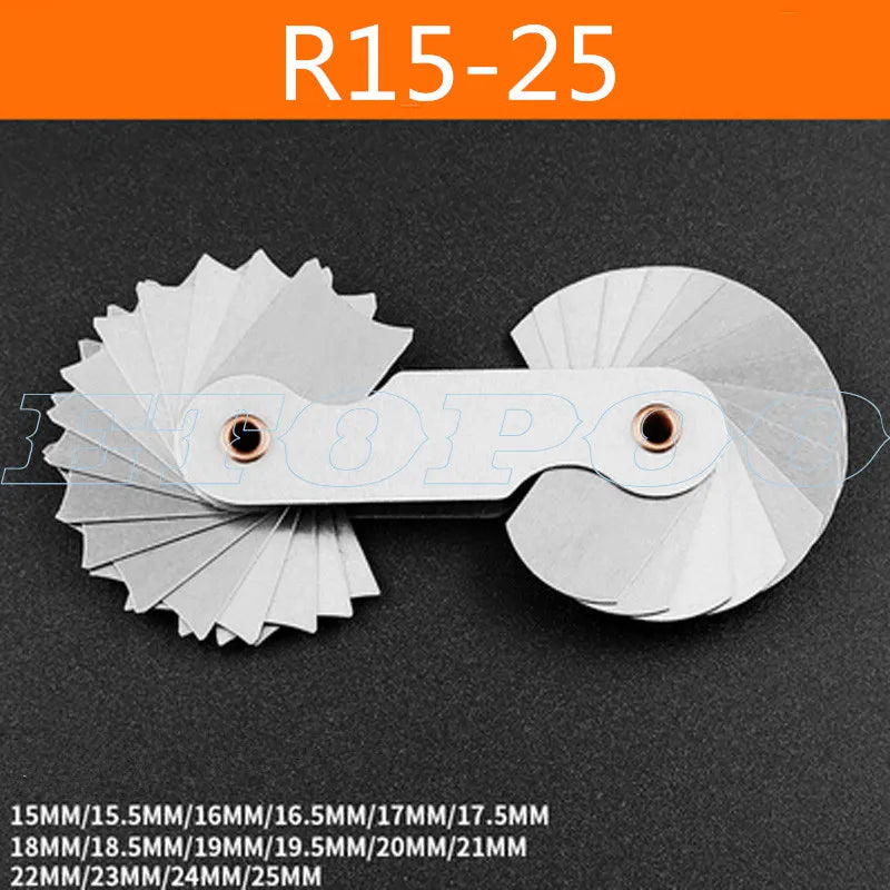 Radius template R gauge R1-6.5 7-14.5 15-25 26-80 radius gage plate fillet gaug External Internal Concave Convex Measuring tools