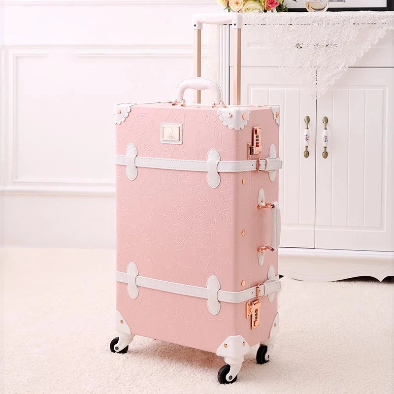 Fashion popular perfect Trolley Suitcase Women Flowers 20/22/24/26 inch stylish Rolling Luggage with handbag brand travel valise