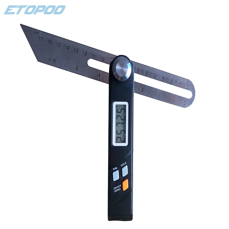 360 Degree Angle Finder T Bevel Gauge Digital Protractor Inclinometer Ruler Sliding LCD Display Stainless Steel Electronic Level
