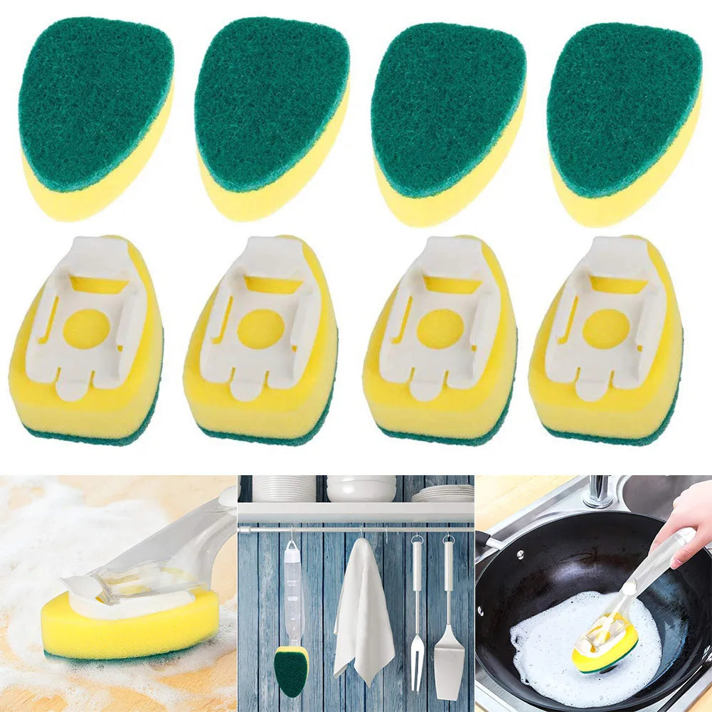 Dish Sponge Dish Wand Sponge Refillable Replacement Heads Kitchen Sink Cleaning Brush Dish Scrubber Scouring Scrubber Pads