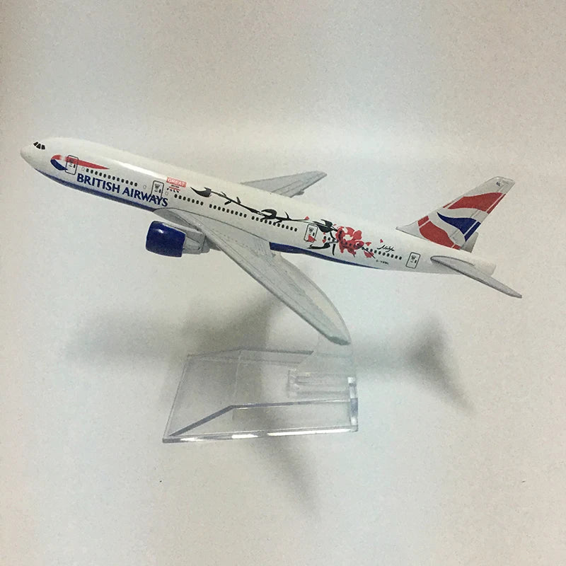 JASON TUTU 16cm BRITISH AIRWAYS Plum flower Boeing b777 Plane Model Airplane Diecast Metal 1:400 Aircraft Model Drop shipping
