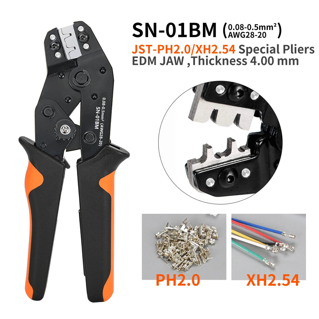 SN-01BM Micro Connector Ratchet Crimping Tool Kit Jst PH2.0/XH2.54 Terminals Wire Crimper Plier Set Mini Clamp Tool
