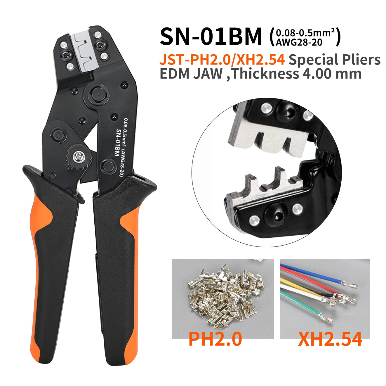 SN-01BM Micro Connector Ratchet Crimping Tool Kit Jst PH2.0/XH2.54 Terminals Wire Crimper Plier Set Mini Clamp Tool