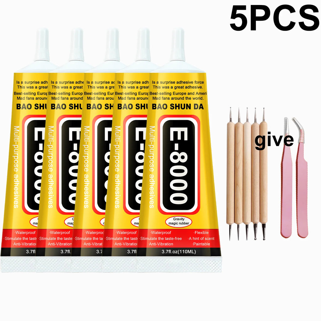 E8000 Glue 15ml 25ml 50ml 110ml Strong Multipurpose Adhesive DIY Jewelry Mobile Screen Repair Waterproof Transparent Metal Glass Plastic