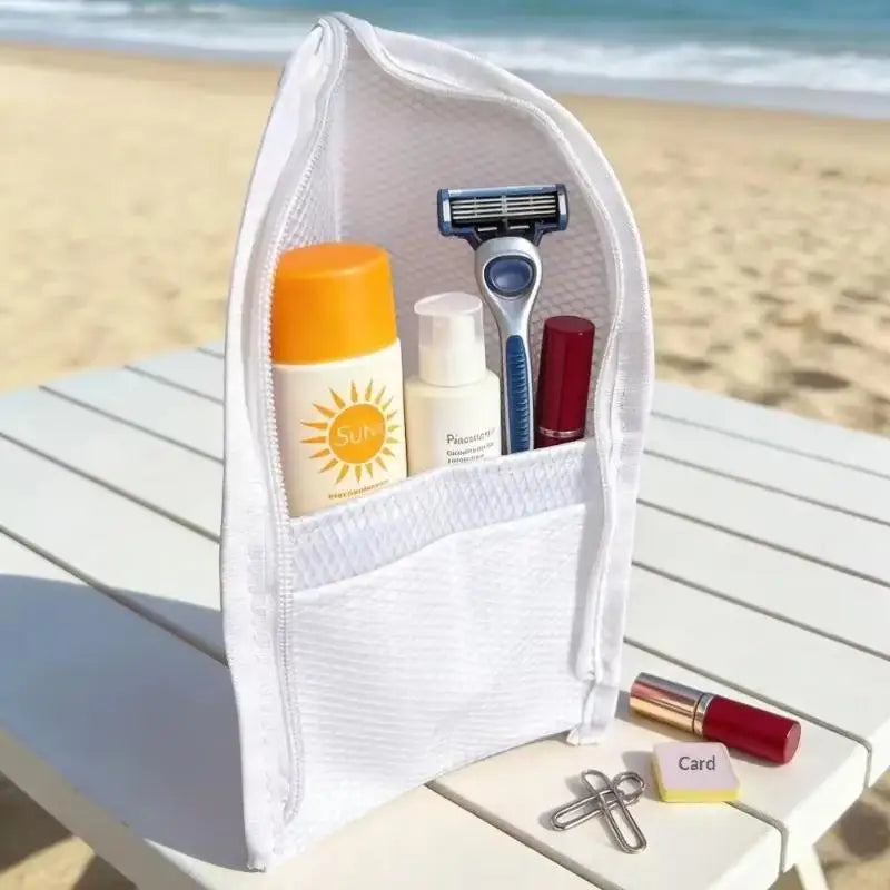 [CL]Large Capacity PVC Cosmetic Bag Waterproof Space Saving Toothbrush Toiletry Pouch Zipper Closure Vertical Design[CL]