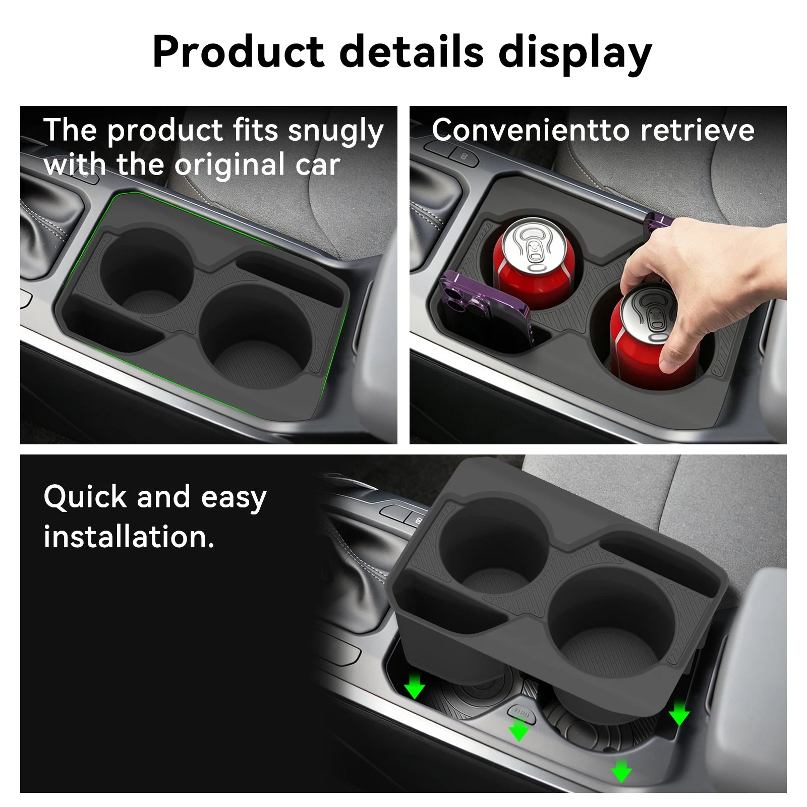 Smabee Left Hand Drive for Kia K4 2025 Center Console Cup Holder Mat Anti-Slip Insert Tray Car Interior Accessories Black