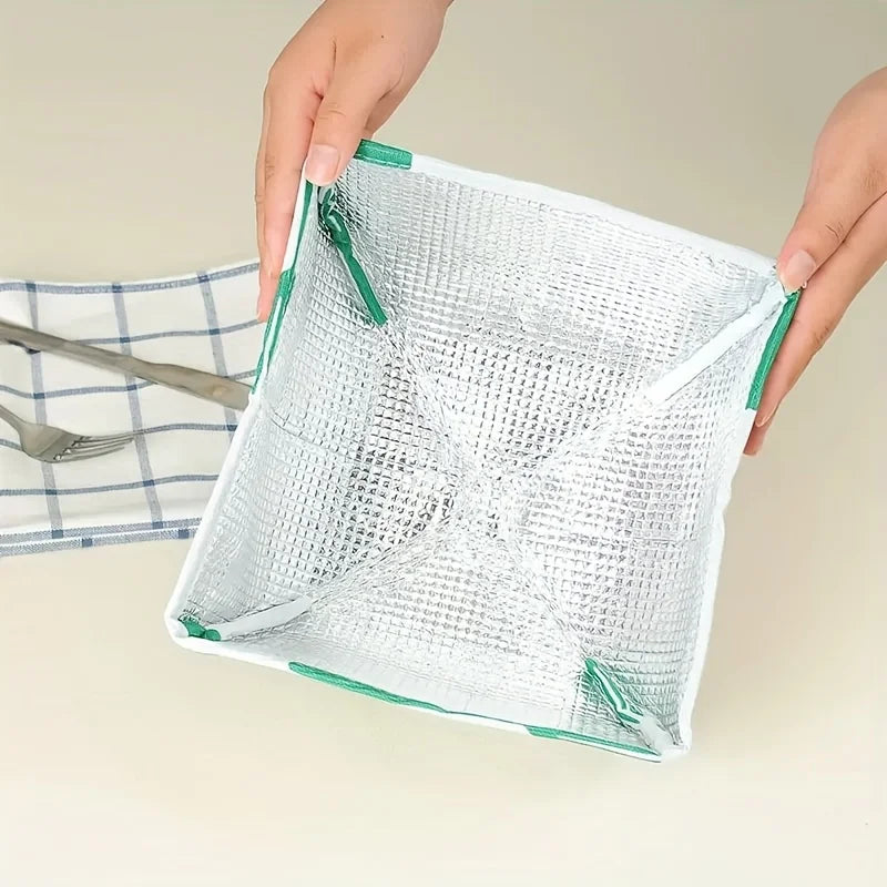 1PC Creative Foldable Square Rice Cover Aluminum Foil Insulation Food Dust Cover for Kitchen Dining Table Leftover Protection