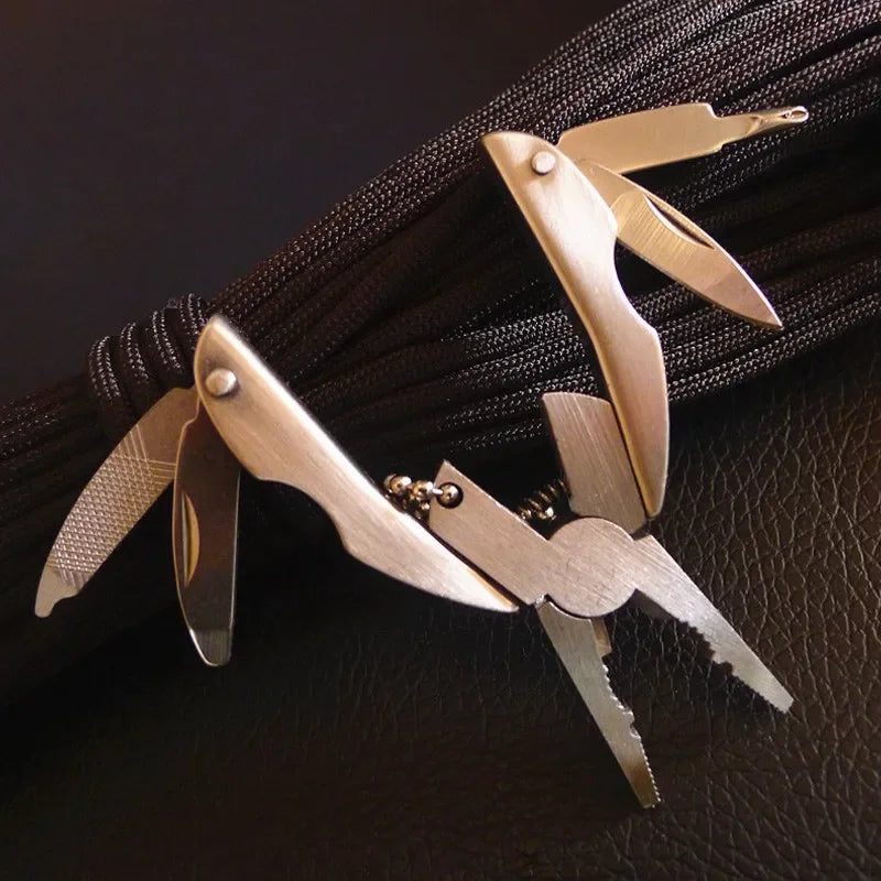 Multitool Folding Pliers Stainless Steel Keychain EDC Tool with Knife Screwdriver for Outdoor Camping Survival Emergency Kit